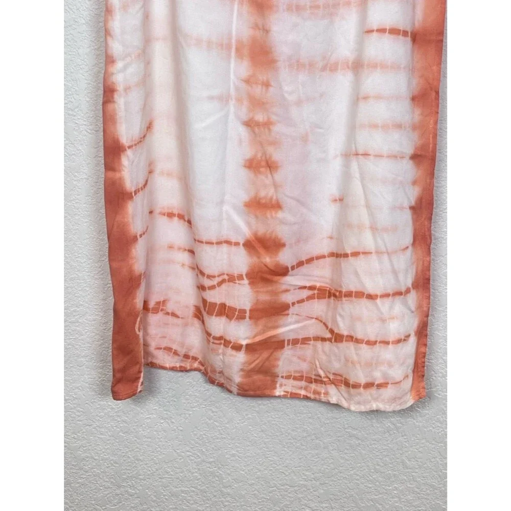 Emerson Fry India Collection Hand Tie Dye Terra Cotta Faux Wrap Midi Skirt sz Lg